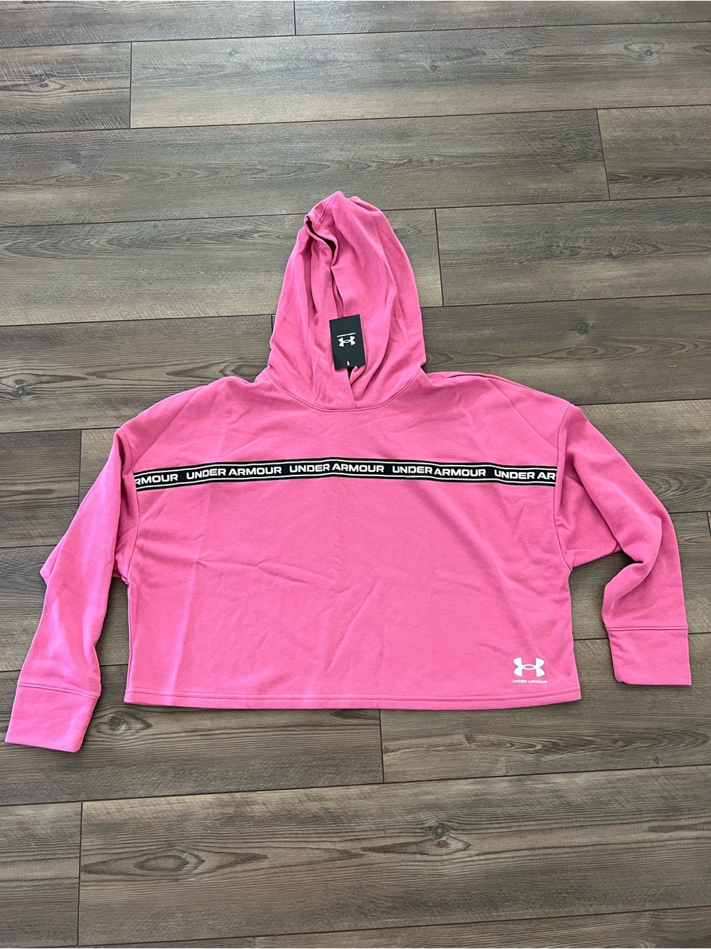 NWT Women Under Armour Rival Terry Crop Hoodie L